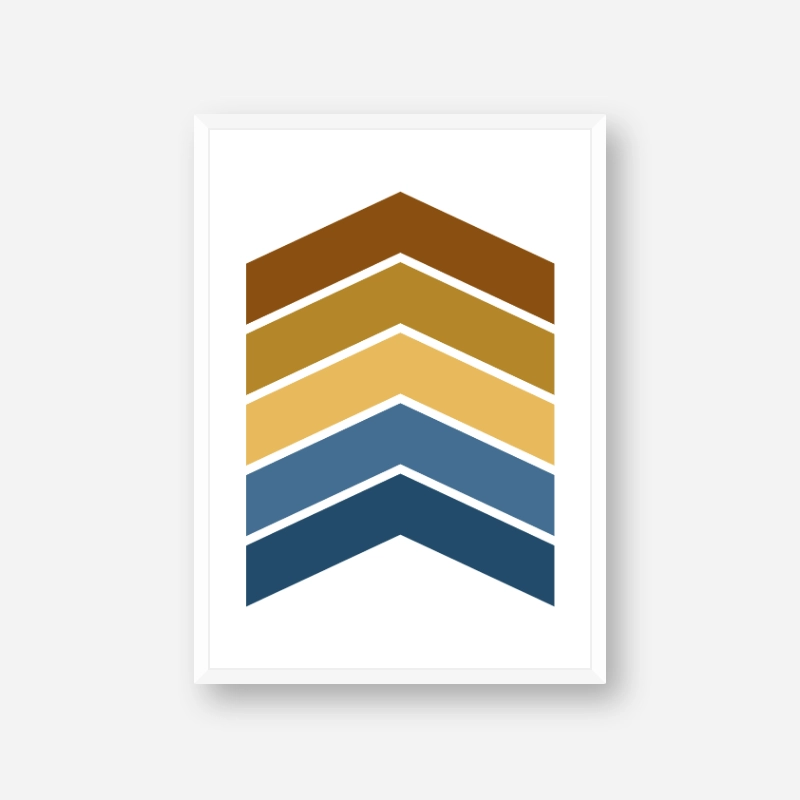 Blue yellow and brown chevrons colour swatch minimalist free downloadable printable wall art, digital print