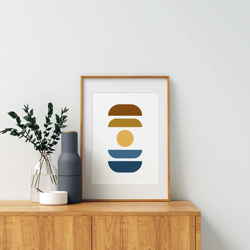 Blue yellow and brown abstract colour swatch minimalist free downloadable printable wall art, digital print