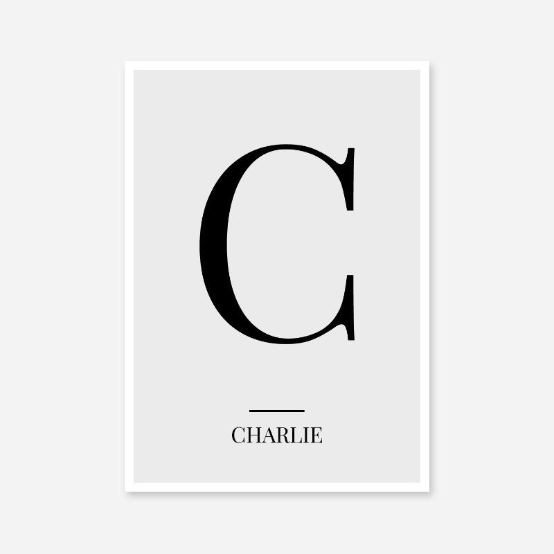 Black letter C (Charlie) NATO phonetic alphabet minimalist free printable wall art, digital print