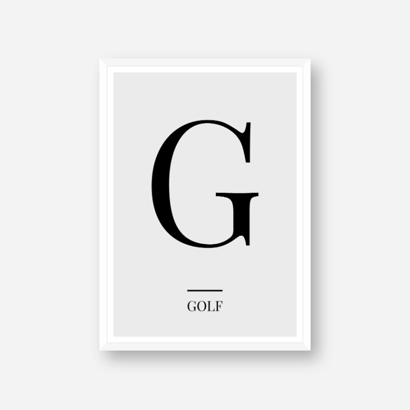Black letter G (Golf) NATO phonetic alphabet minimalist free printable wall art, digital print