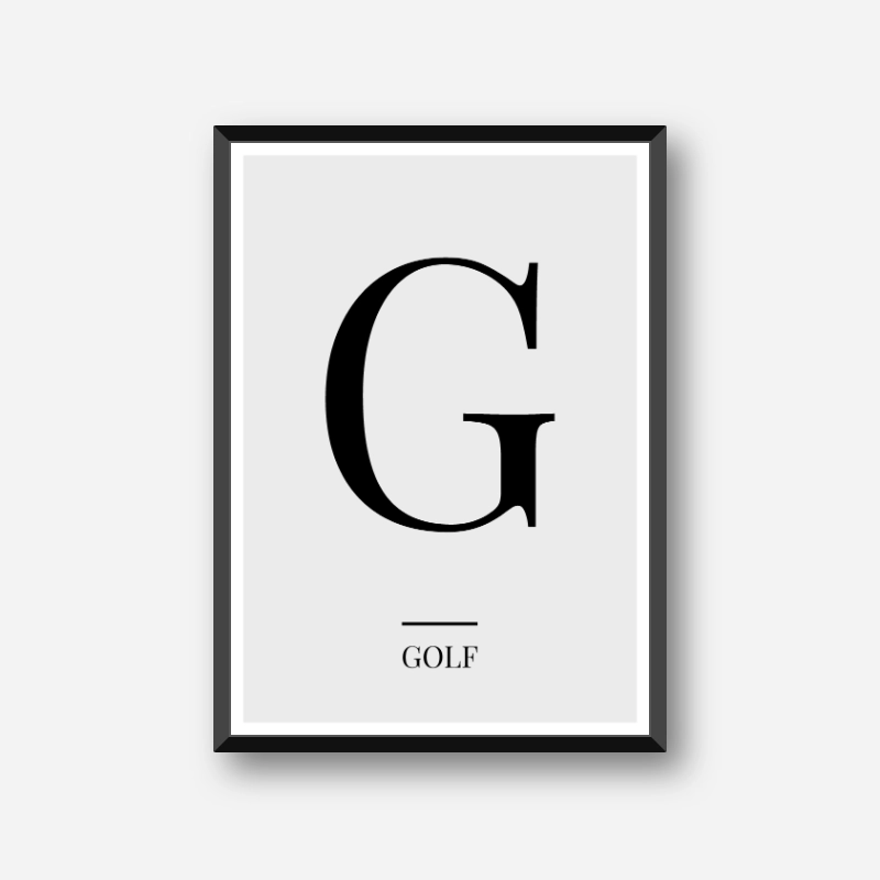 Black letter G (Golf) NATO phonetic alphabet minimalist free printable wall art, digital print