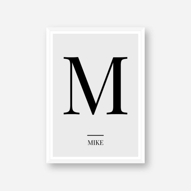 Black letter M (Mike) NATO phonetic alphabet minimalist free printable wall art, digital print