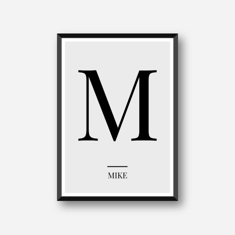 Black letter M (Mike) NATO phonetic alphabet minimalist free printable wall art, digital print