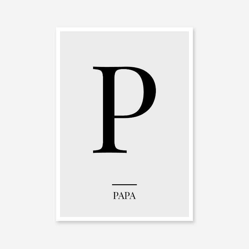 Black letter P (Papa) NATO phonetic alphabet minimalist free printable wall art, digital print