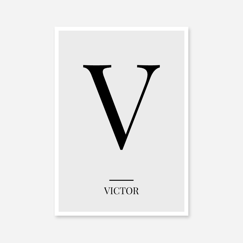 Black letter V (Victor) NATO phonetic alphabet minimalist free printable wall art, digital print