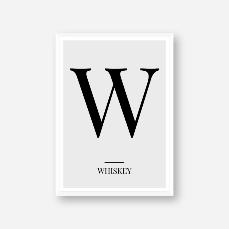 Black letter W (Whiskey) NATO phonetic alphabet minimalist free printable wall art, digital print