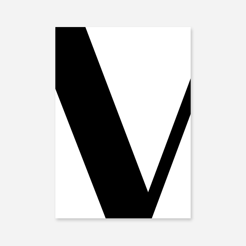 Black letter V abstract typographical minimalist free printable wall art, digital print