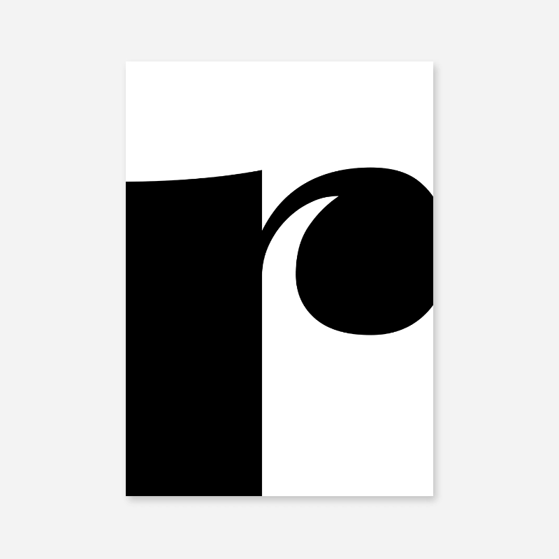 Black letter r abstract typography minimalist free printable wall art, digital print