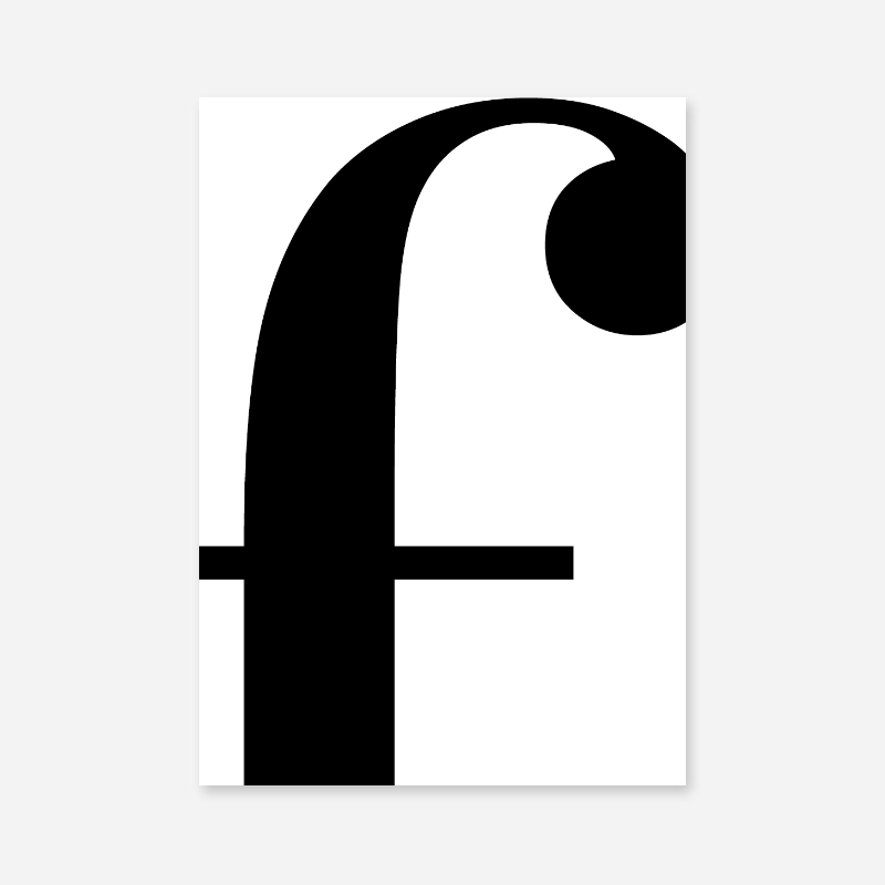 Black letter f abstract typography minimalist free printable wall art, digital print