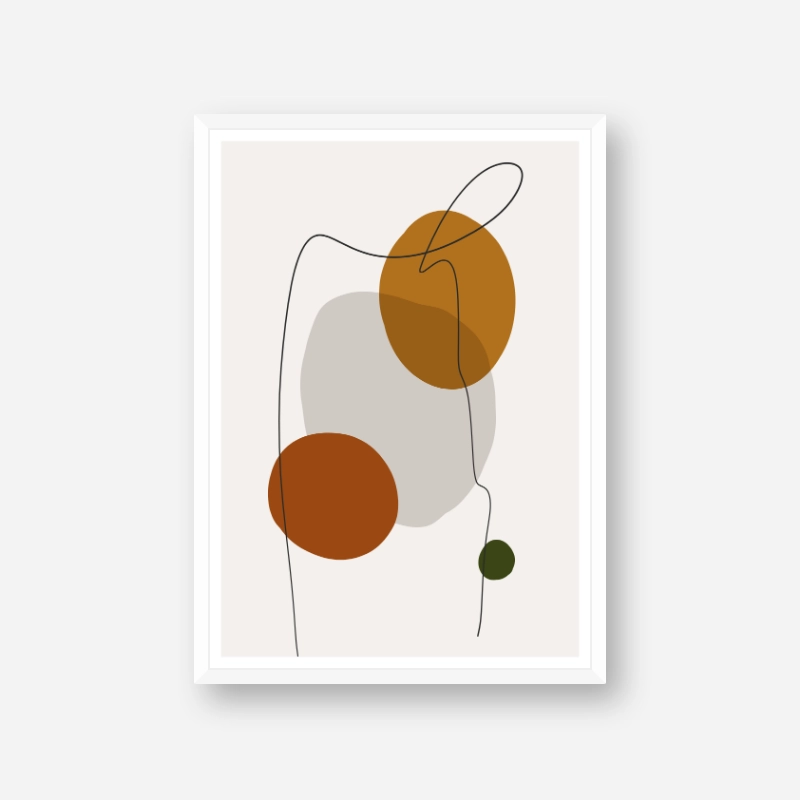 Modern abstract shapes with squiggle black line over free minimalist printable art, digital print