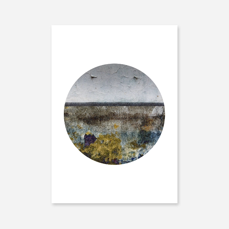Blue grey yellow and brown grunge wall effect circle Scandinavian design free printable wall art, digital print