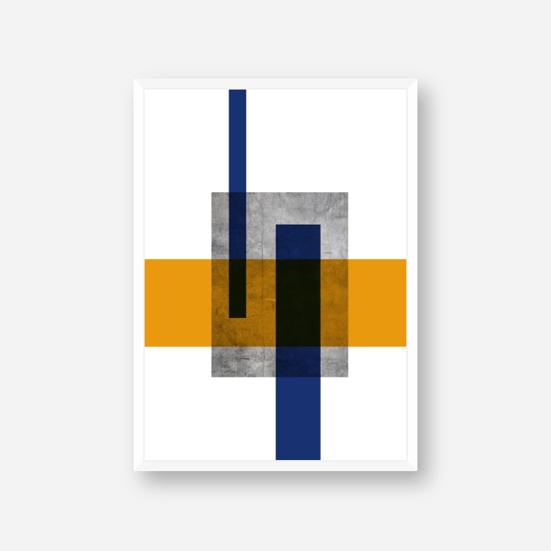 Grey concrete wall with orange and blue rectangles abstract minimalist free printable design wall art, digital print