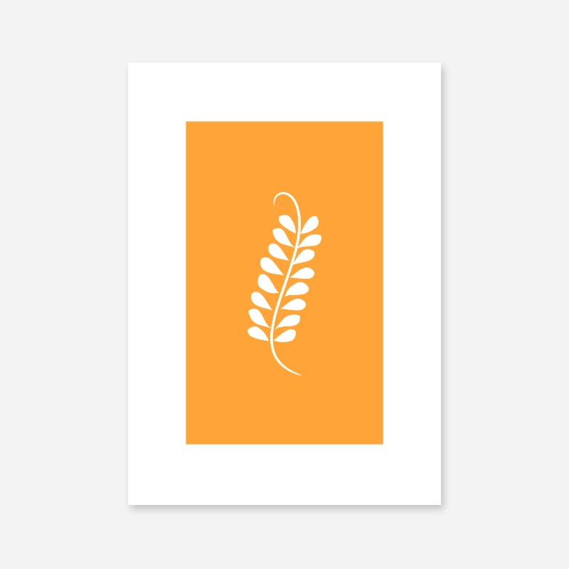Leaf pattern with orange background free downloadable minimalist printable wall art design, digital print
