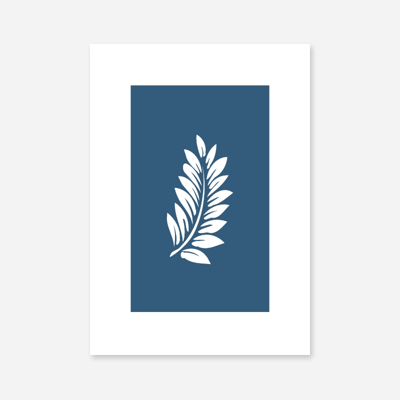 Leaf pattern with dark blue background free downloadable minimalist printable wall art design, digital print