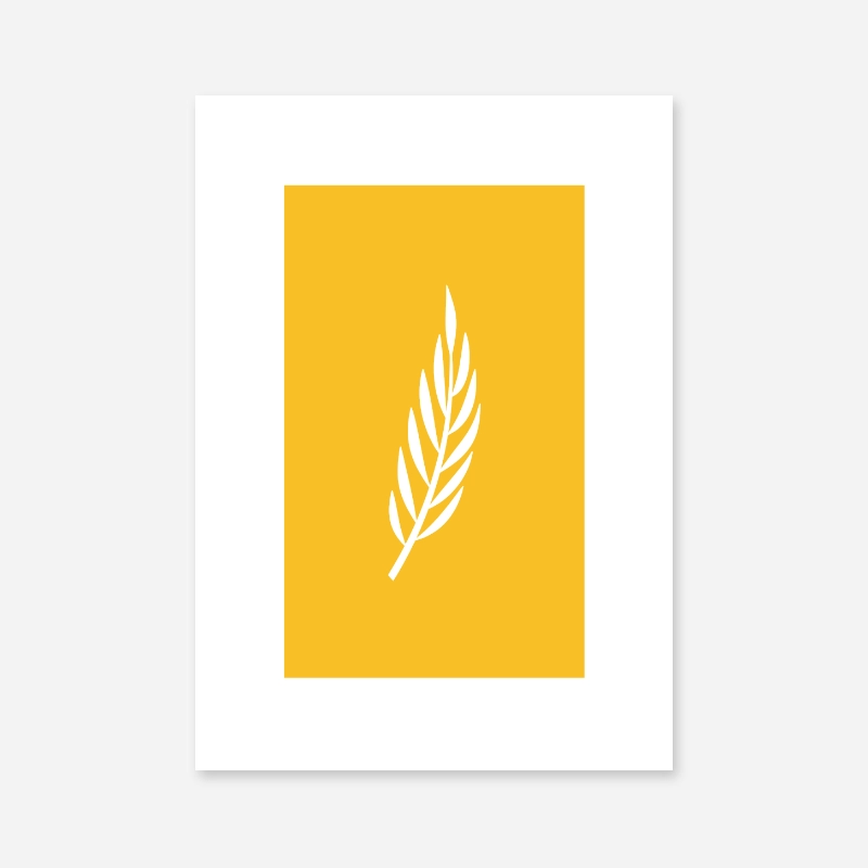 Leaf pattern with dark yellow background free downloadable minimalist printable wall art design, digital print