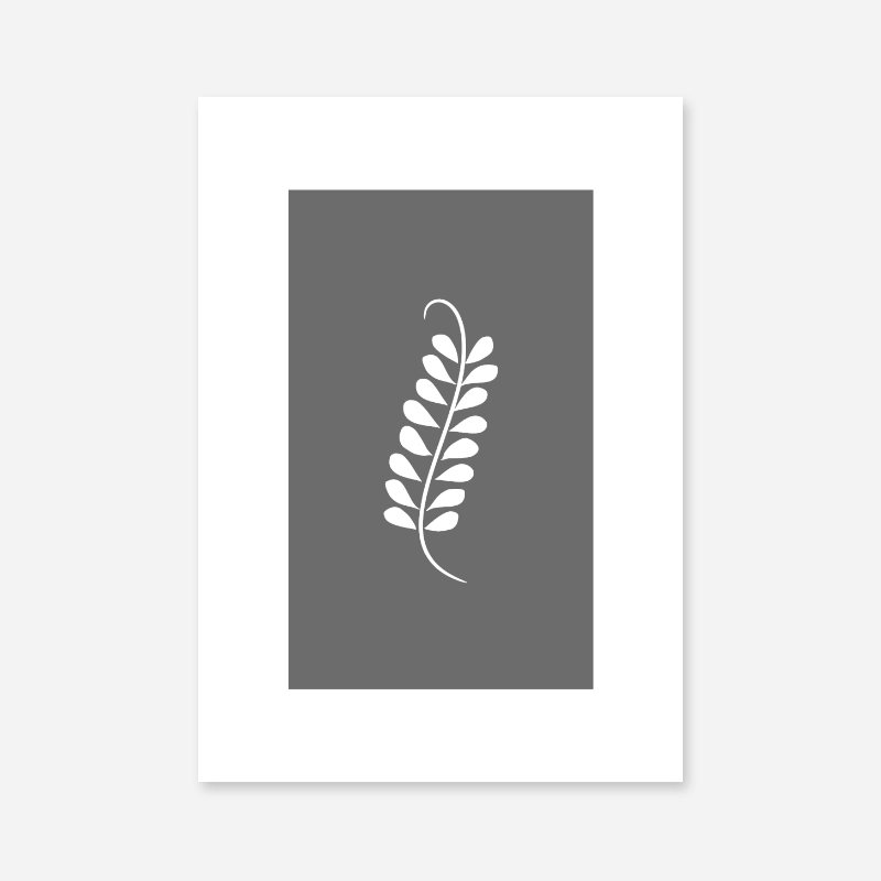 Leaf pattern with grey background free downloadable minimalist printable wall art design, digital print
