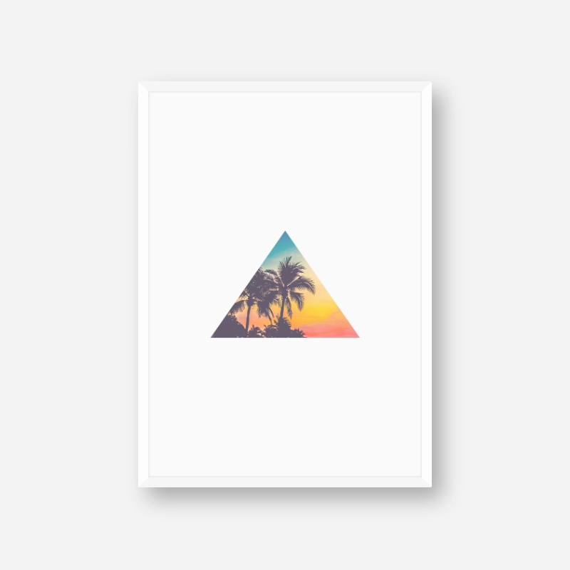 Palm tree summer concept triangle minimalist Scandinavian printable wall art, digital print