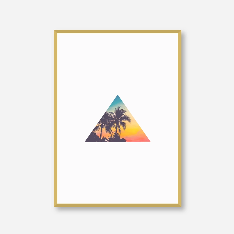 Palm tree summer concept triangle minimalist Scandinavian printable wall art, digital print