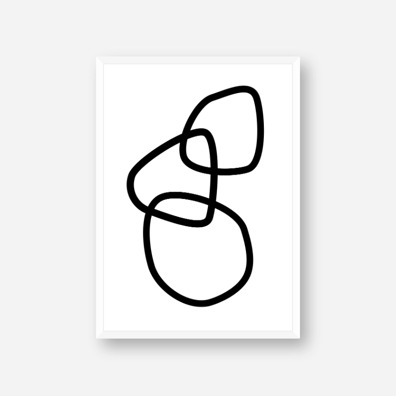 Minimalist black abstract rings canvas type free downloadable printable wall art design, digital print