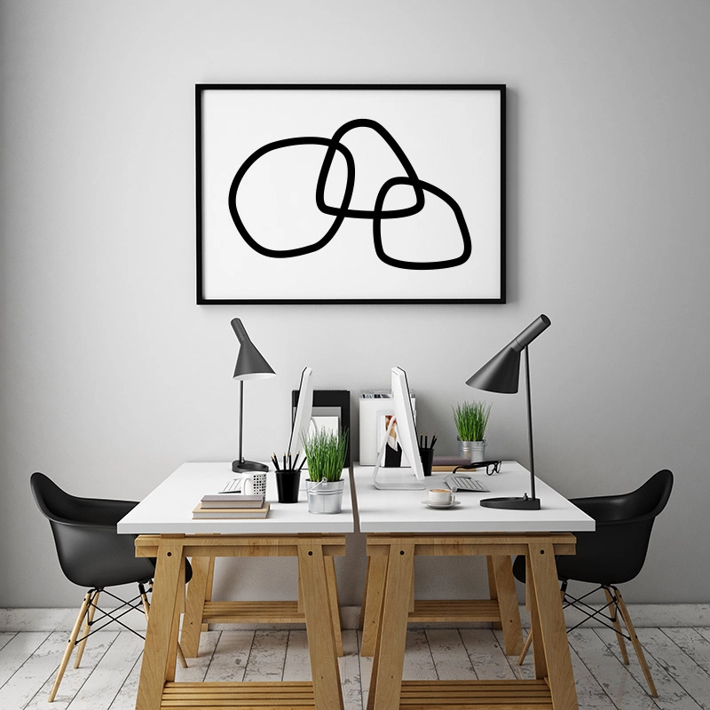 Minimalist black abstract rings canvas type free downloadable printable wall art design, digital print