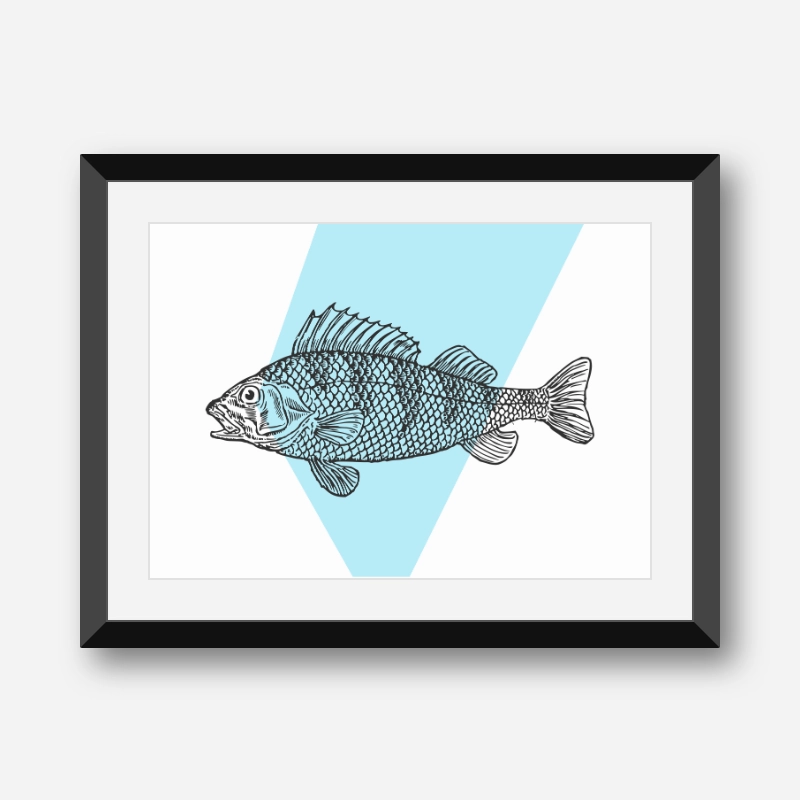 Fish with blue background scalable free downloadable printable wall art design, digital print