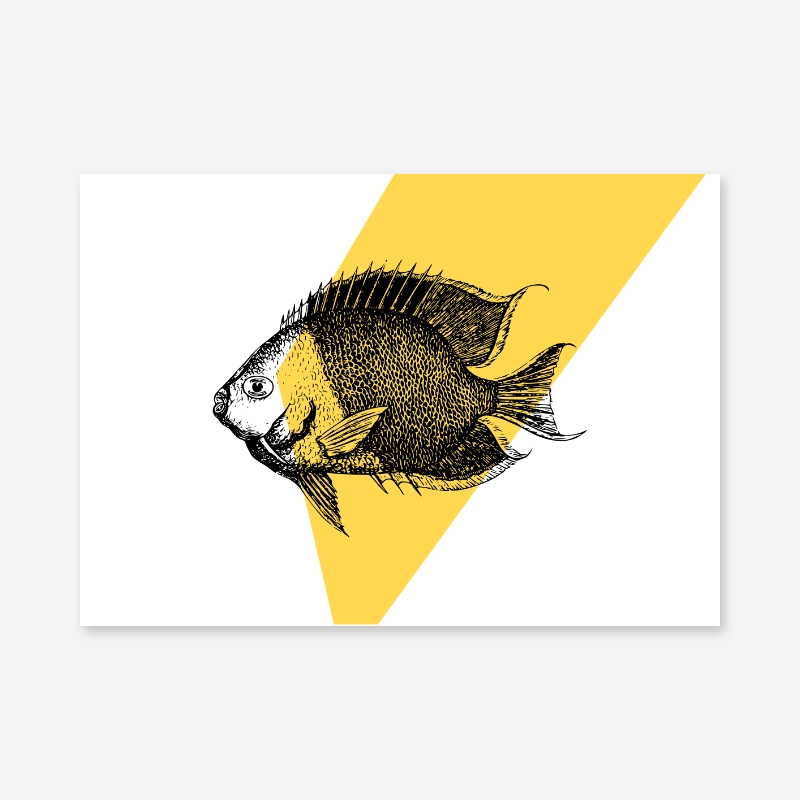 Fish with yellow background scalable free downloadable printable wall art design, digital print