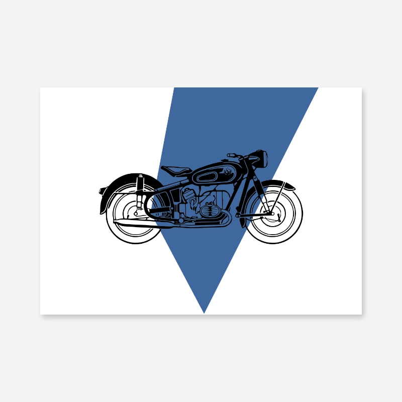 Vintage motorcycle with blue and white background scalable customisable free printable wall art, digital print