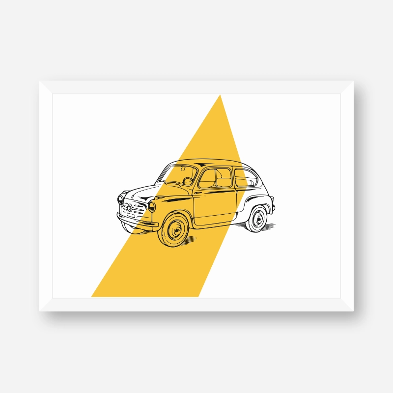 Vintage automobile with yellow background scalable printable free wall art