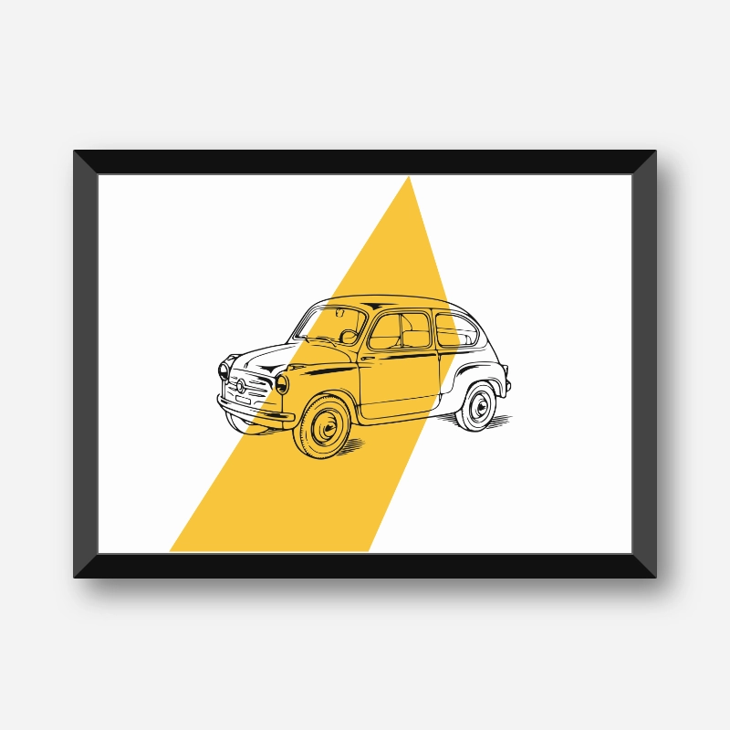 Vintage automobile with yellow background scalable printable free wall art