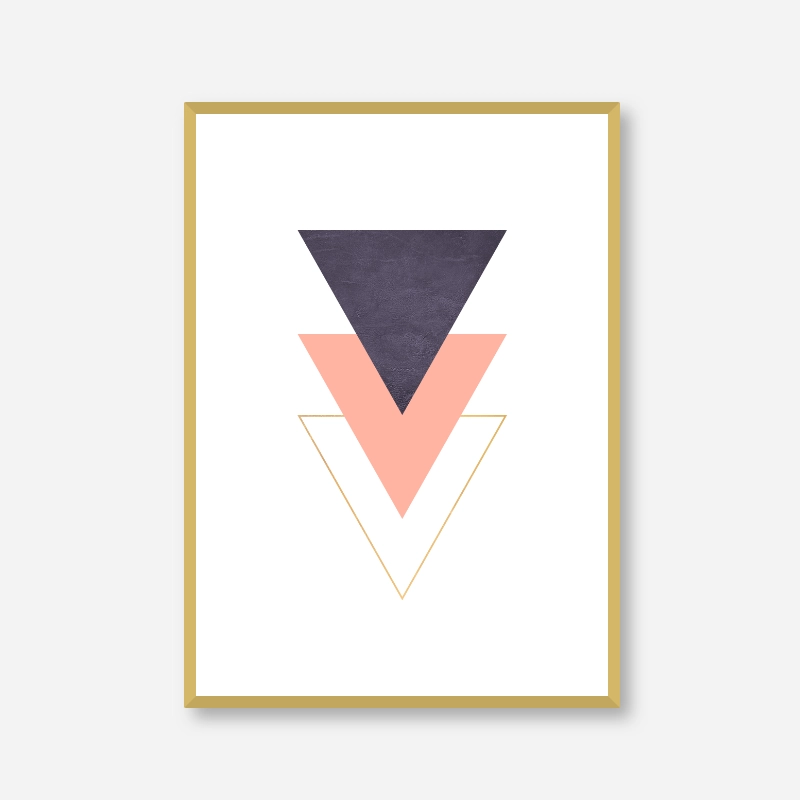 Purple pink gold peach colour triangles abstract minimalist printable wall art, digital print