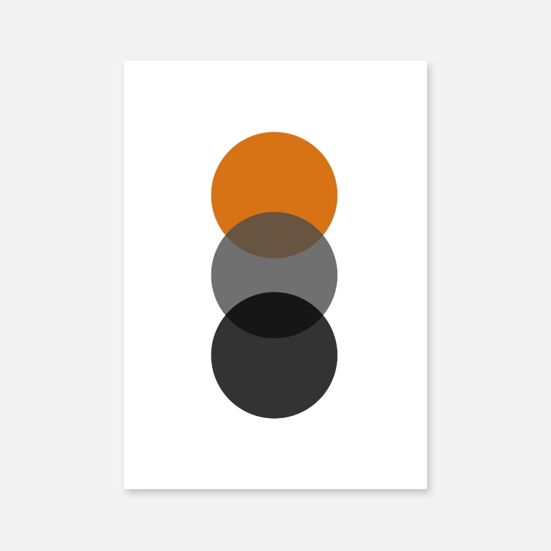 Black, grey and orange circles minimalist Scandinavian nordic style scalable free wall art, digital print
