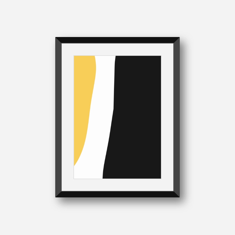 Yellow white and black abstract minimalist scalable downloadable printable free wall art, digital print
