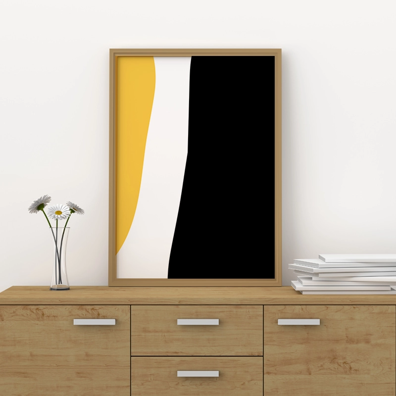 Yellow white and black abstract minimalist scalable downloadable printable free wall art, digital print