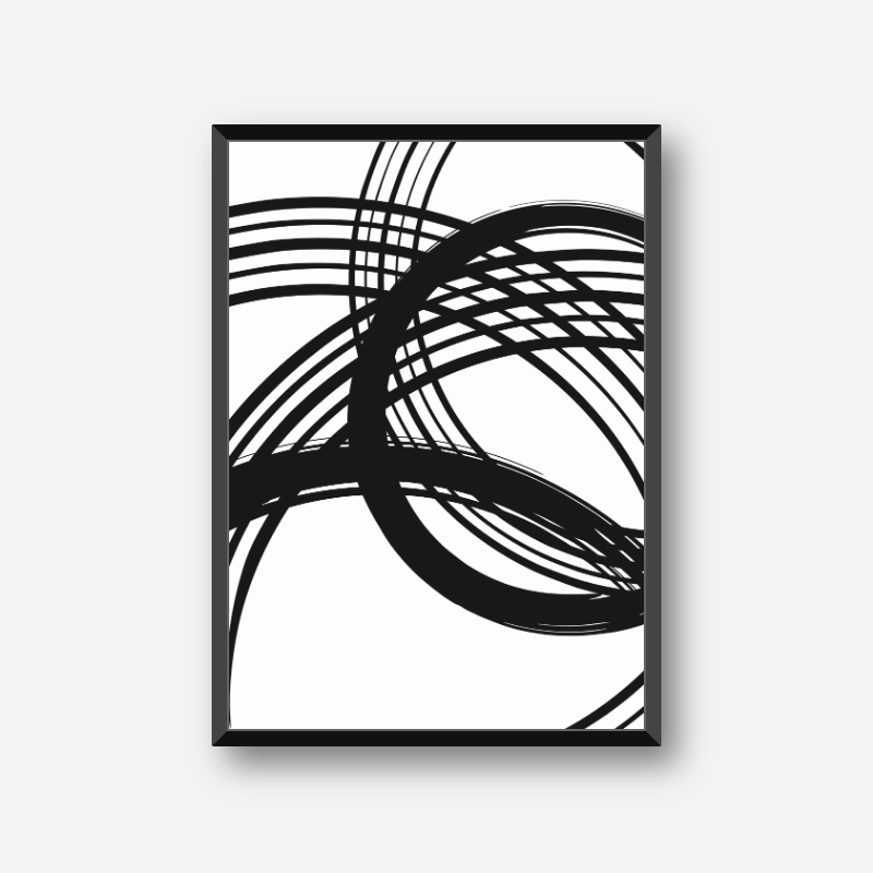 Black and white abstract circles and lines minimalist set of three free downloadable wall art design, digital print