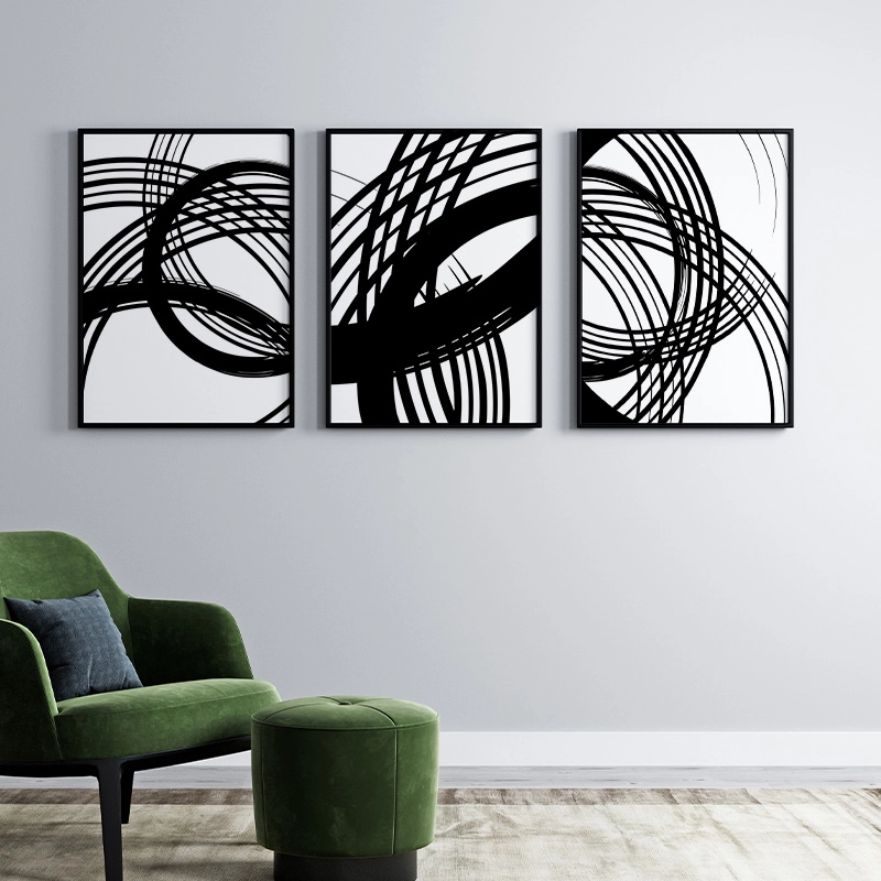 Black and white abstract minimalist scalable free downloadable wall art design, digital print