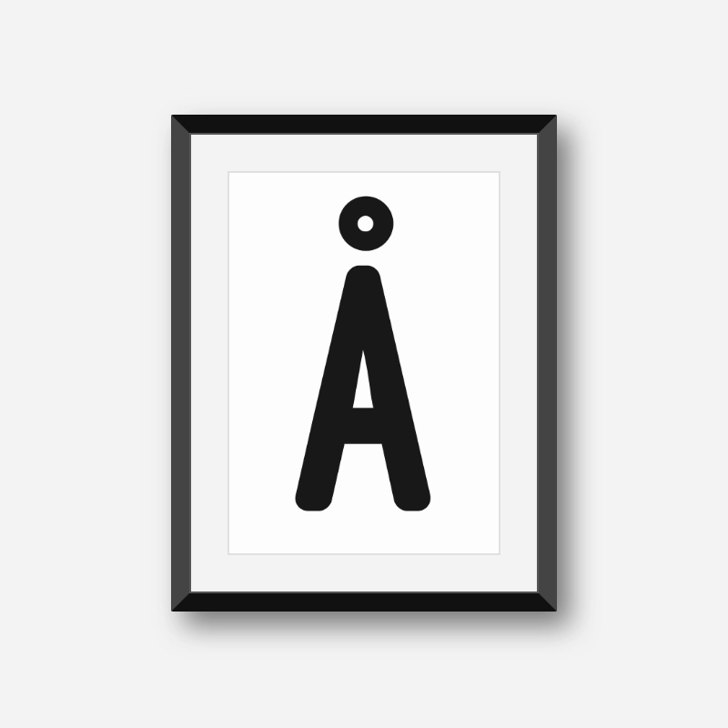 Å Swedish letter typography downloadable wall art design to print at home , digital print