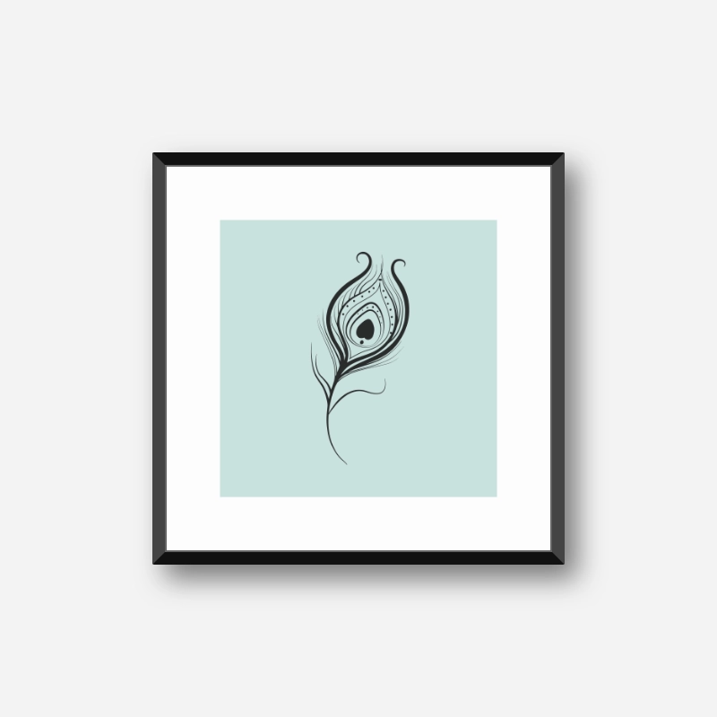 Black feather on light green blue background free downloadable print at home design, digital print