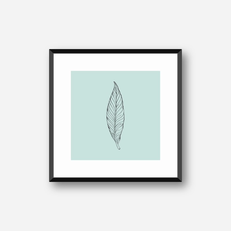 Black feather on light teal background free downloadable print at home design, digital print