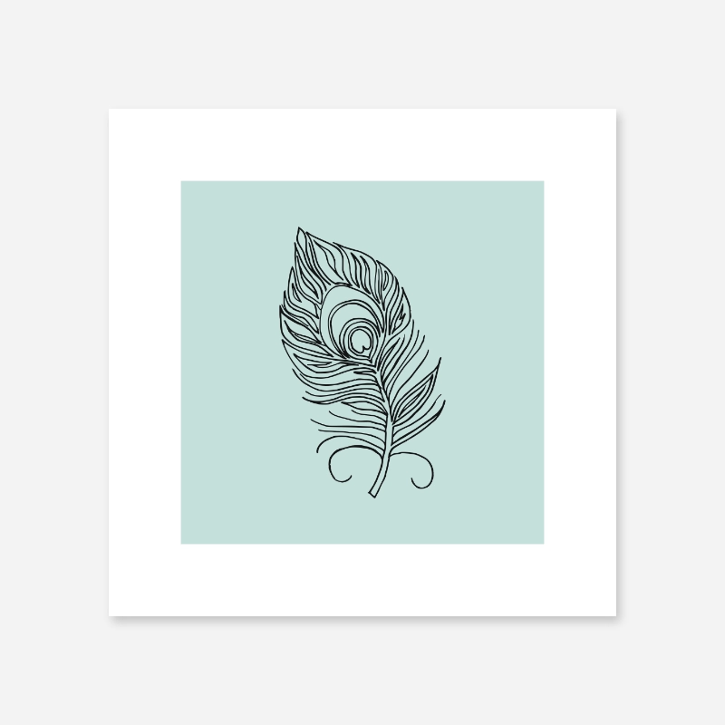 Black feather on light teal background free downloadable print at home design, digital print