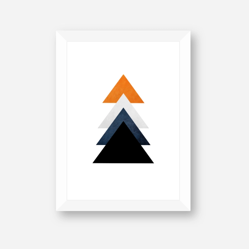 Orange blue and black triangles minimalist Scandinavian nordic style downloadable wall art, digital print