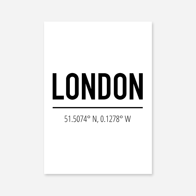 London coordinates typography downloadable wall art, digital print