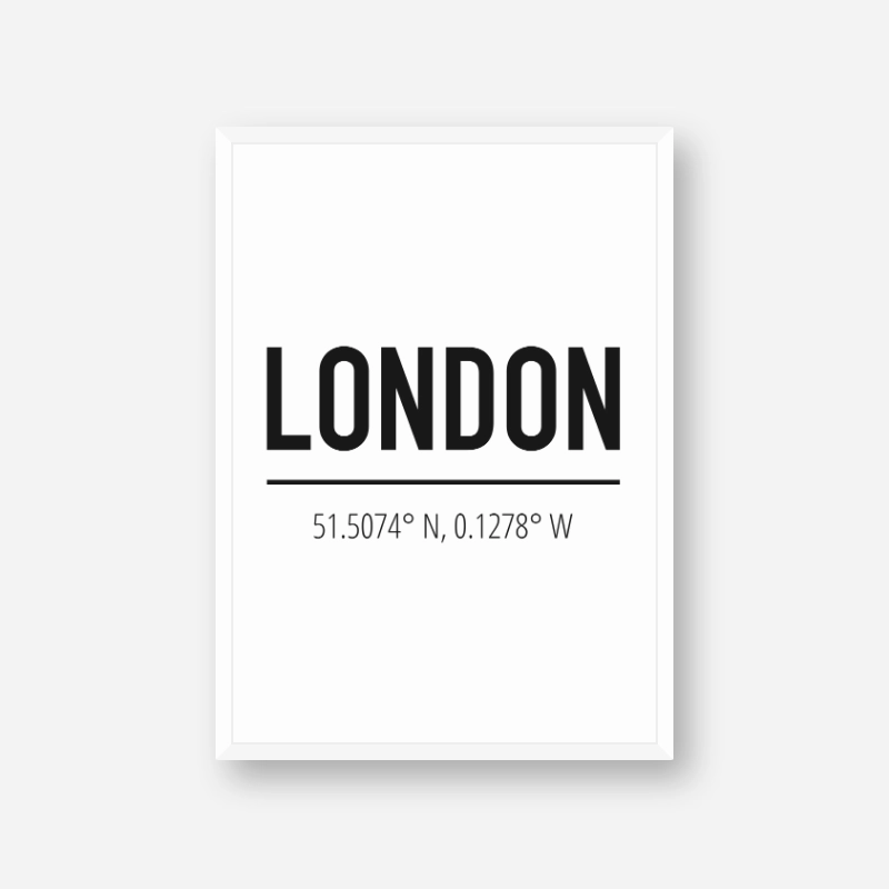 London coordinates typography downloadable wall art, digital print