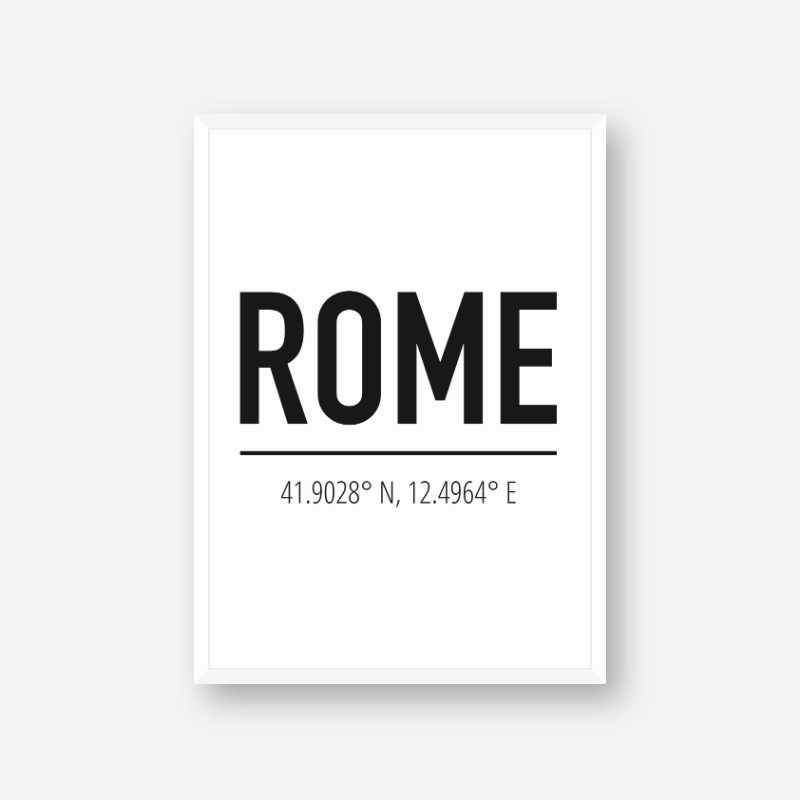 Rome coordinates typography downloadable wall art design, digital print
