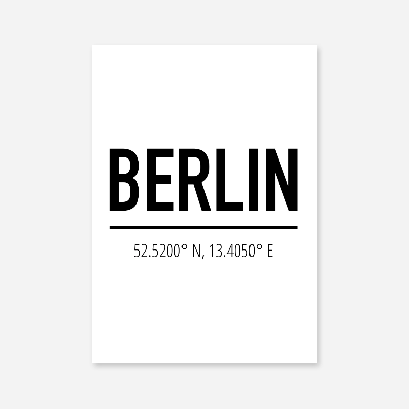 Berlin coordinates typography downloadable wall art design, digital print