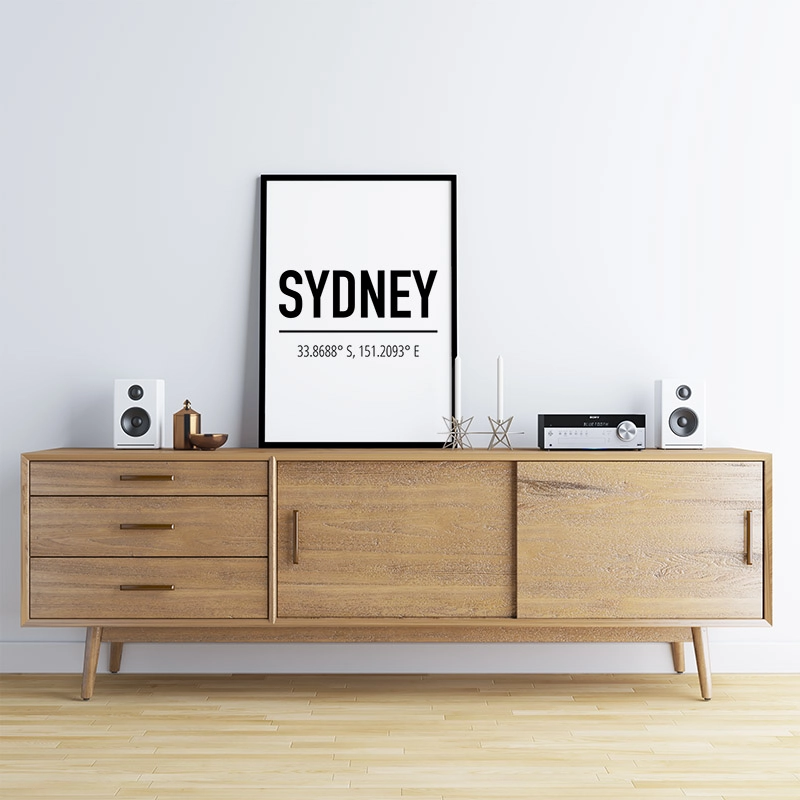 Sydney coordinates typography downloadable wall art design, digital print