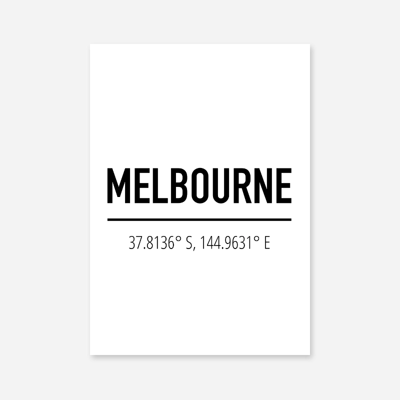 Melbourne coordinates typography downloadable wall art design, digital print