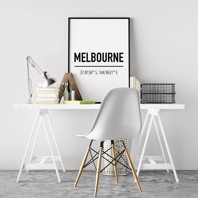 Melbourne coordinates typography downloadable wall art design, digital print