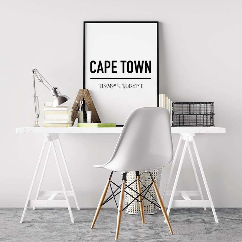 Cape Town coordinates typography downloadable wall art design, digital print