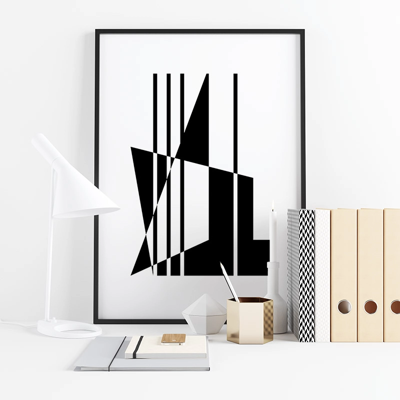 Abstract geometric mid-century modern style minimalist downloadable free design to print at home, digital print