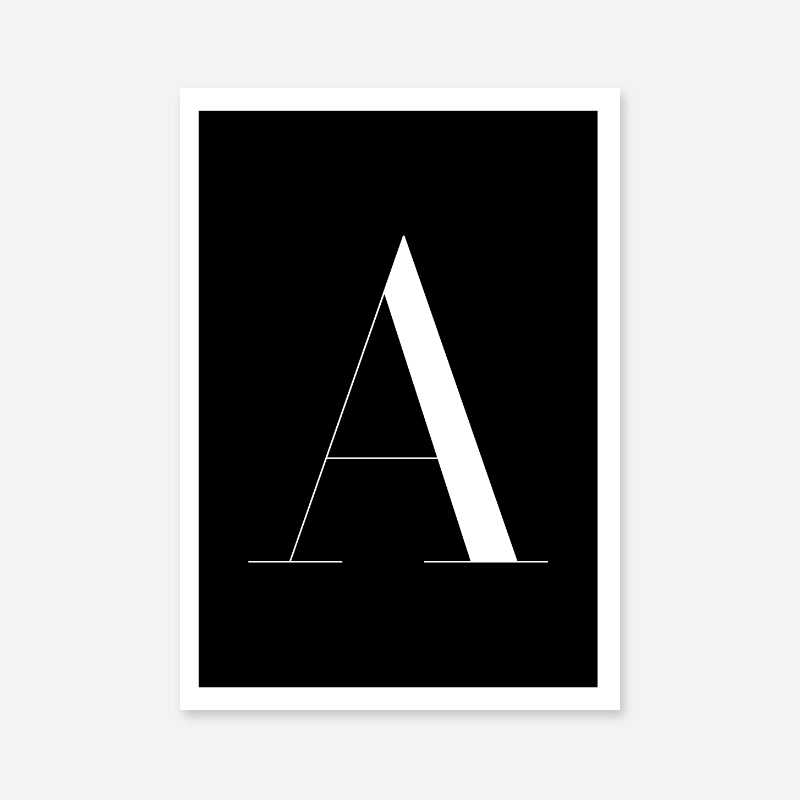 Letter A typographical minimalist free printable wall art, digital print